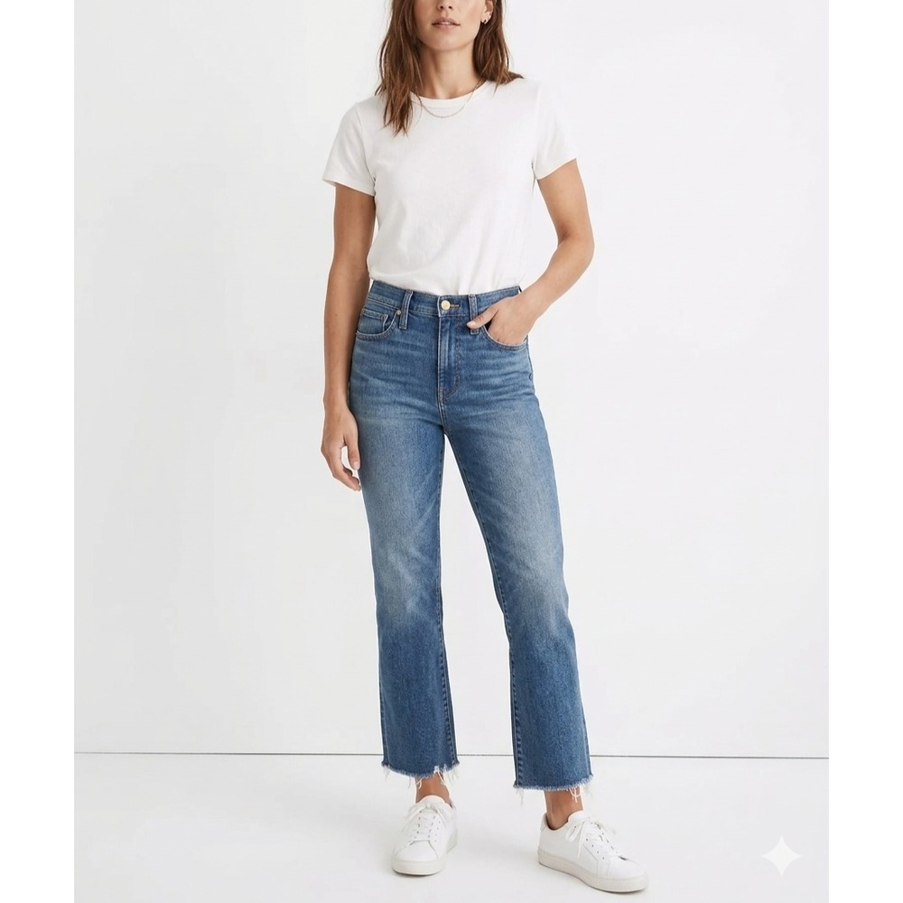 Madewell Cali‎ Demi-Boot Jeans Woman's Size 28 Blue Denim Bootcut Frayed Hem